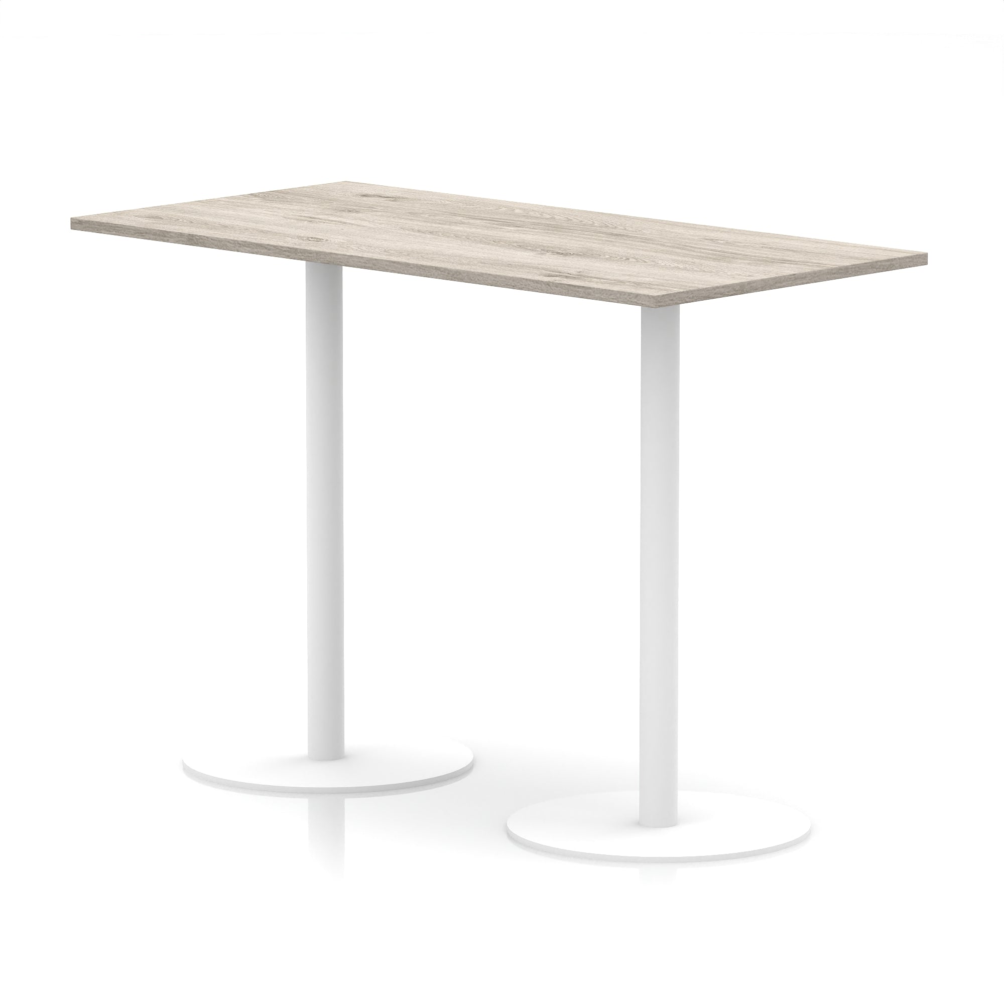 Italia Rectangular Poseur Table with White Legs, Choice of Wood Finishes, 1200–1800mm Widths, Standard or High Leg, Durable MFC, 10 Year Warranty, Self-Assembly