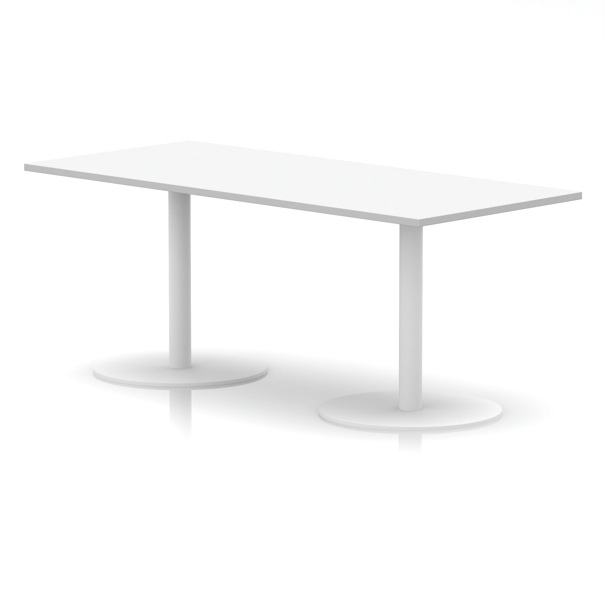 Italia Rectangular Poseur Table with White Legs, Choice of Wood Finishes, 1200–1800mm Widths, Standard or High Leg, Durable MFC, 10 Year Warranty, Self-Assembly