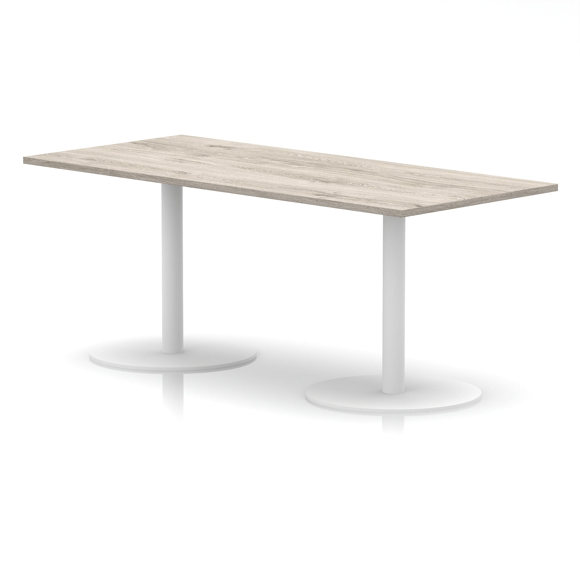 Italia Rectangular Poseur Table with White Legs, Choice of Wood Finishes, 1200–1800mm Widths, Standard or High Leg, Durable MFC, 10 Year Warranty, Self-Assembly