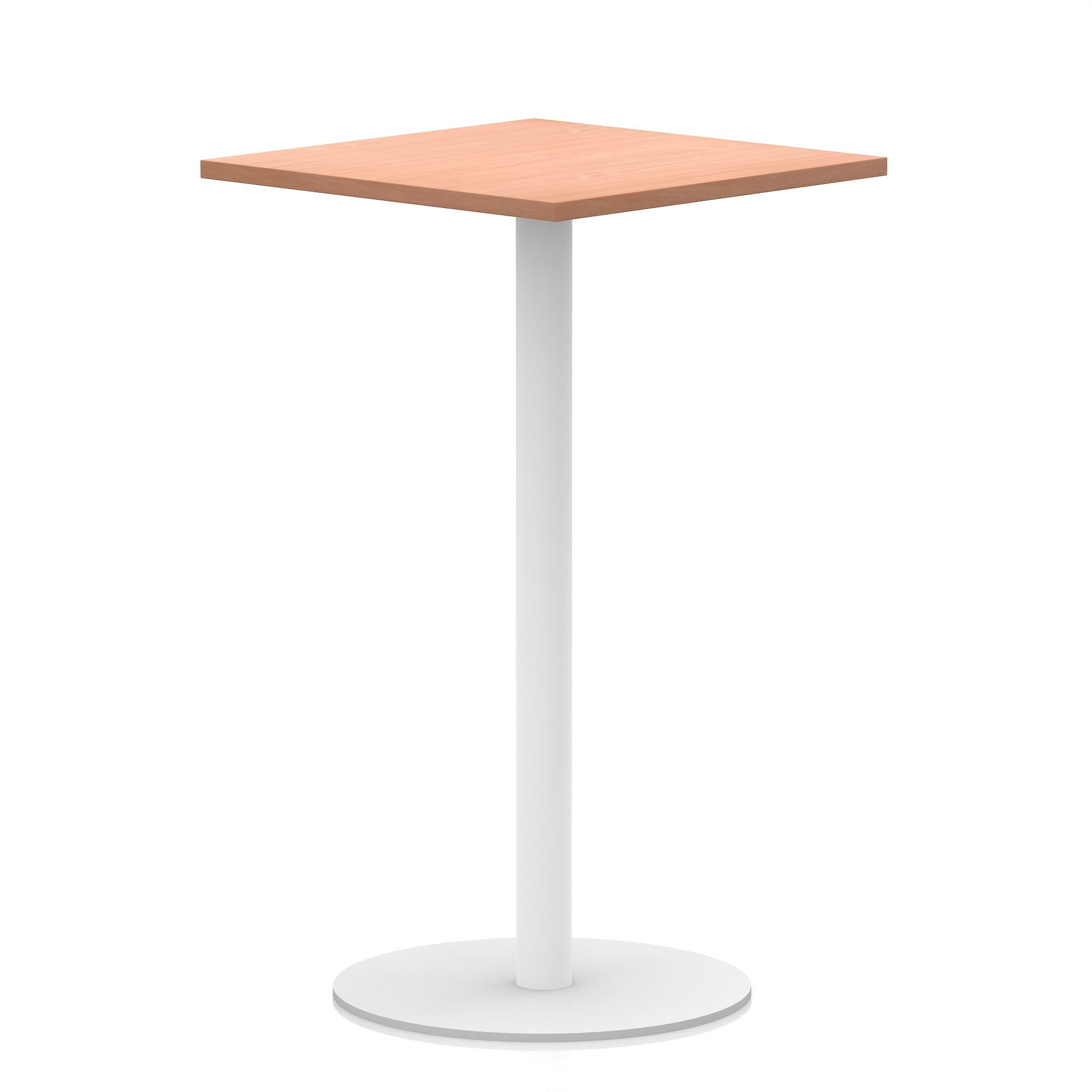 Italia Square Poseur Table with White Legs, Multiple Finishes, Widths 600–1000mm, Standard or Poseur Height, Durable MFC, 10 Year Warranty, Self-Assembly
