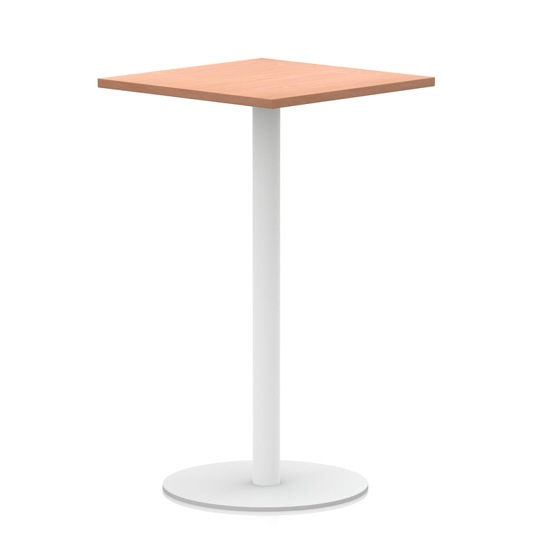 Italia Square Poseur Table with White Legs, Multiple Finishes, Widths 600–1000mm, Standard or Poseur Height, Durable MFC, 10 Year Warranty, Self-Assembly