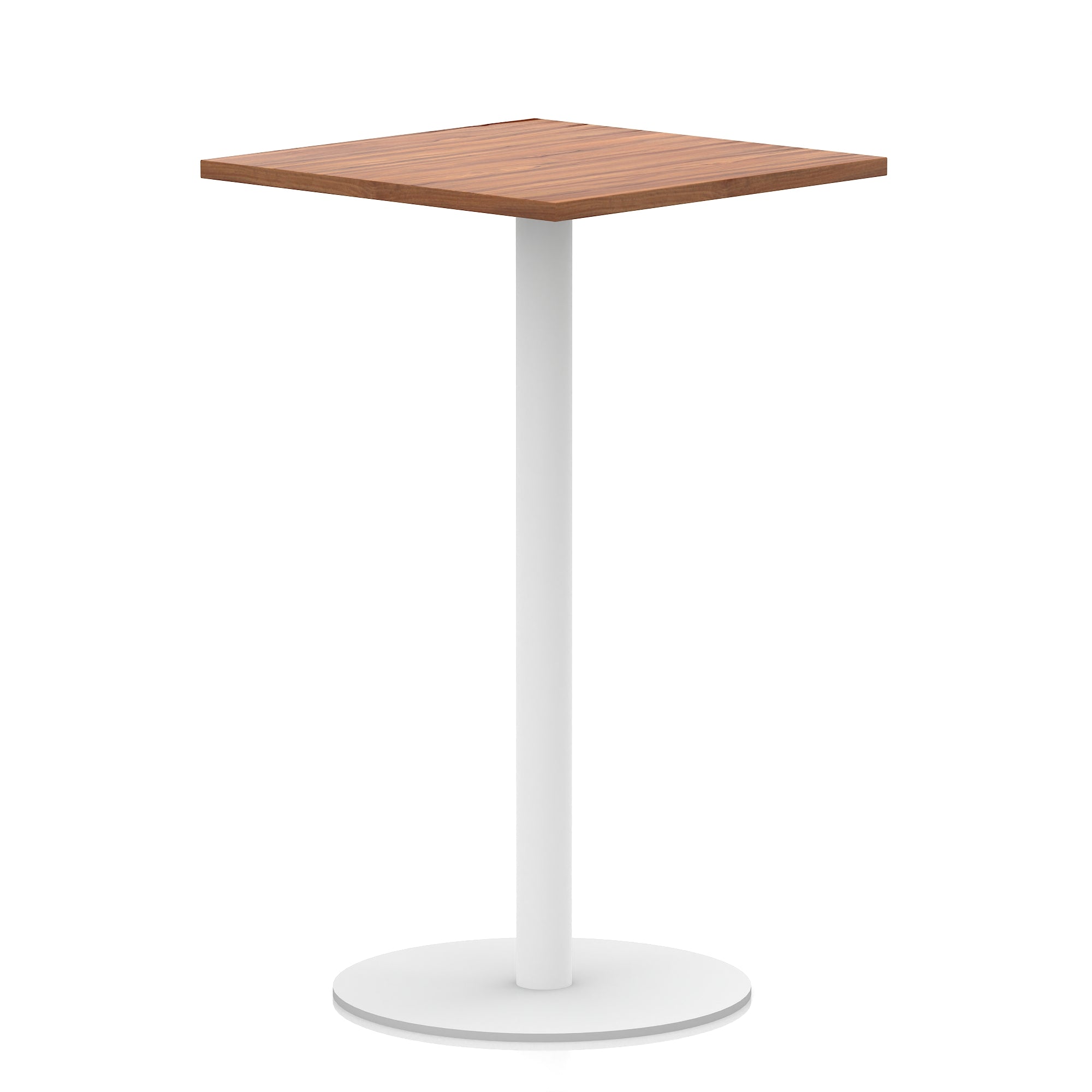 Italia Square Poseur Table with White Legs, Multiple Finishes, Widths 600–1000mm, Standard or Poseur Height, Durable MFC, 10 Year Warranty, Self-Assembly