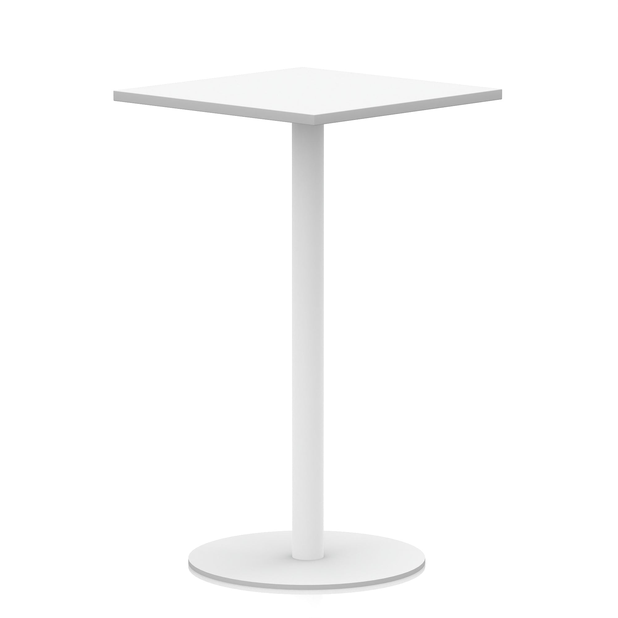 Italia Square Poseur Table with White Legs, Multiple Finishes, Widths 600–1000mm, Standard or Poseur Height, Durable MFC, 10 Year Warranty, Self-Assembly