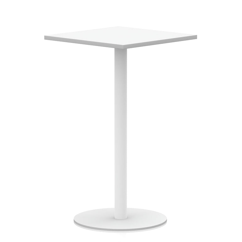 Italia Square Poseur Table with White Legs, Multiple Finishes, Widths 600–1000mm, Standard or Poseur Height, Durable MFC, 10 Year Warranty, Self-Assembly