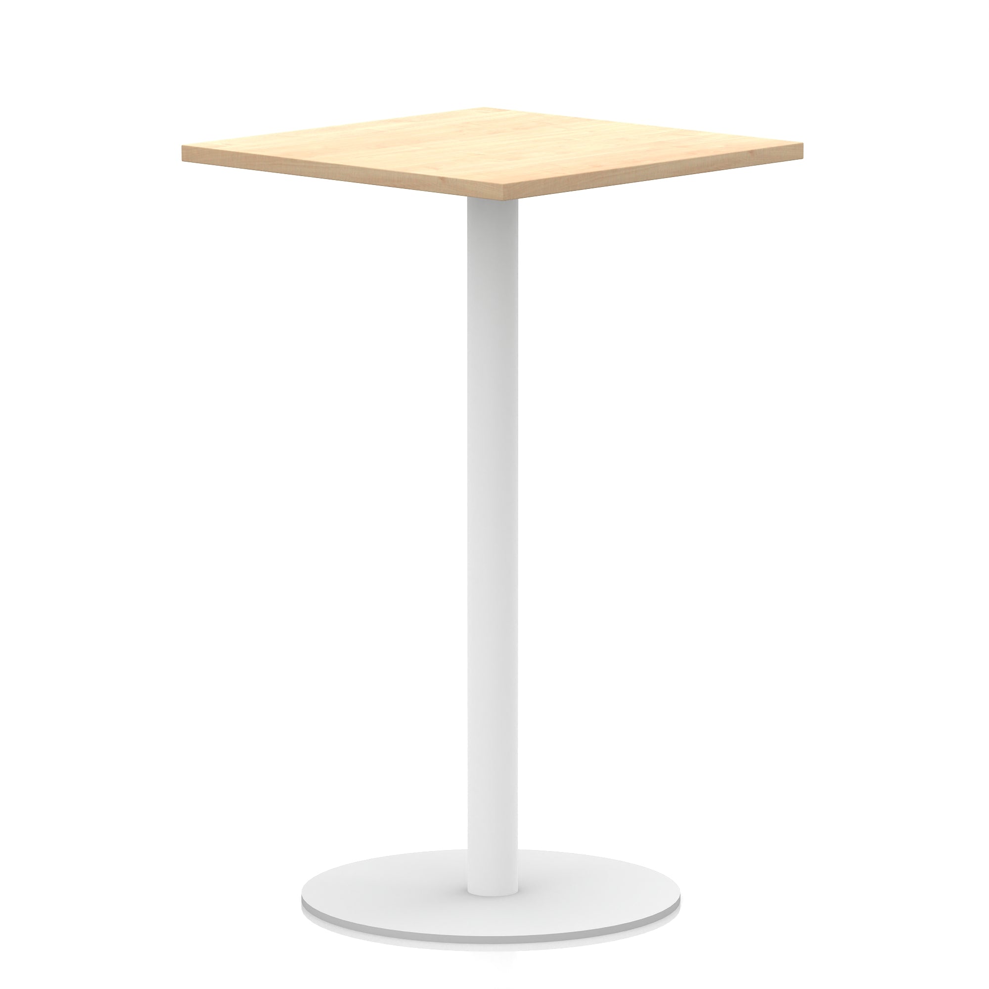 Italia Square Poseur Table with White Legs, Multiple Finishes, Widths 600–1000mm, Standard or Poseur Height, Durable MFC, 10 Year Warranty, Self-Assembly
