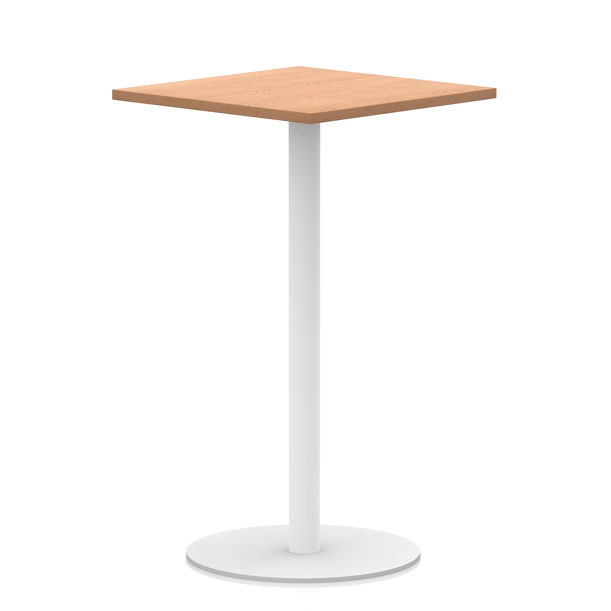 Italia Square Poseur Table with White Legs, Multiple Finishes, Widths 600–1000mm, Standard or Poseur Height, Durable MFC, 10 Year Warranty, Self-Assembly