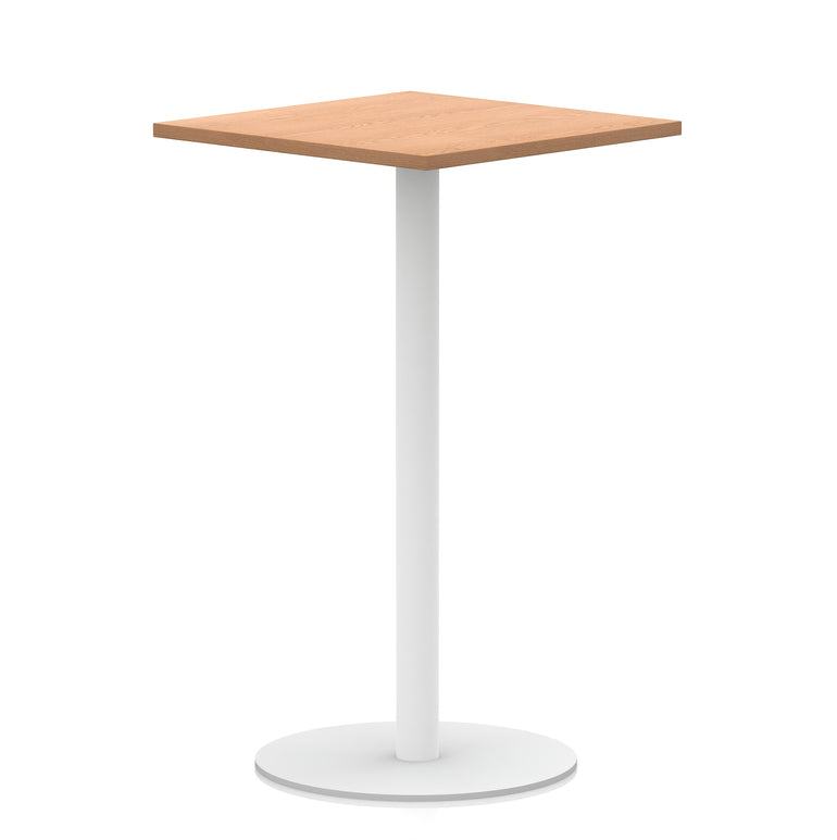 Italia Square Poseur Table with White Legs, Multiple Finishes, Widths 600–1000mm, Standard or Poseur Height, Durable MFC, 10 Year Warranty, Self-Assembly
