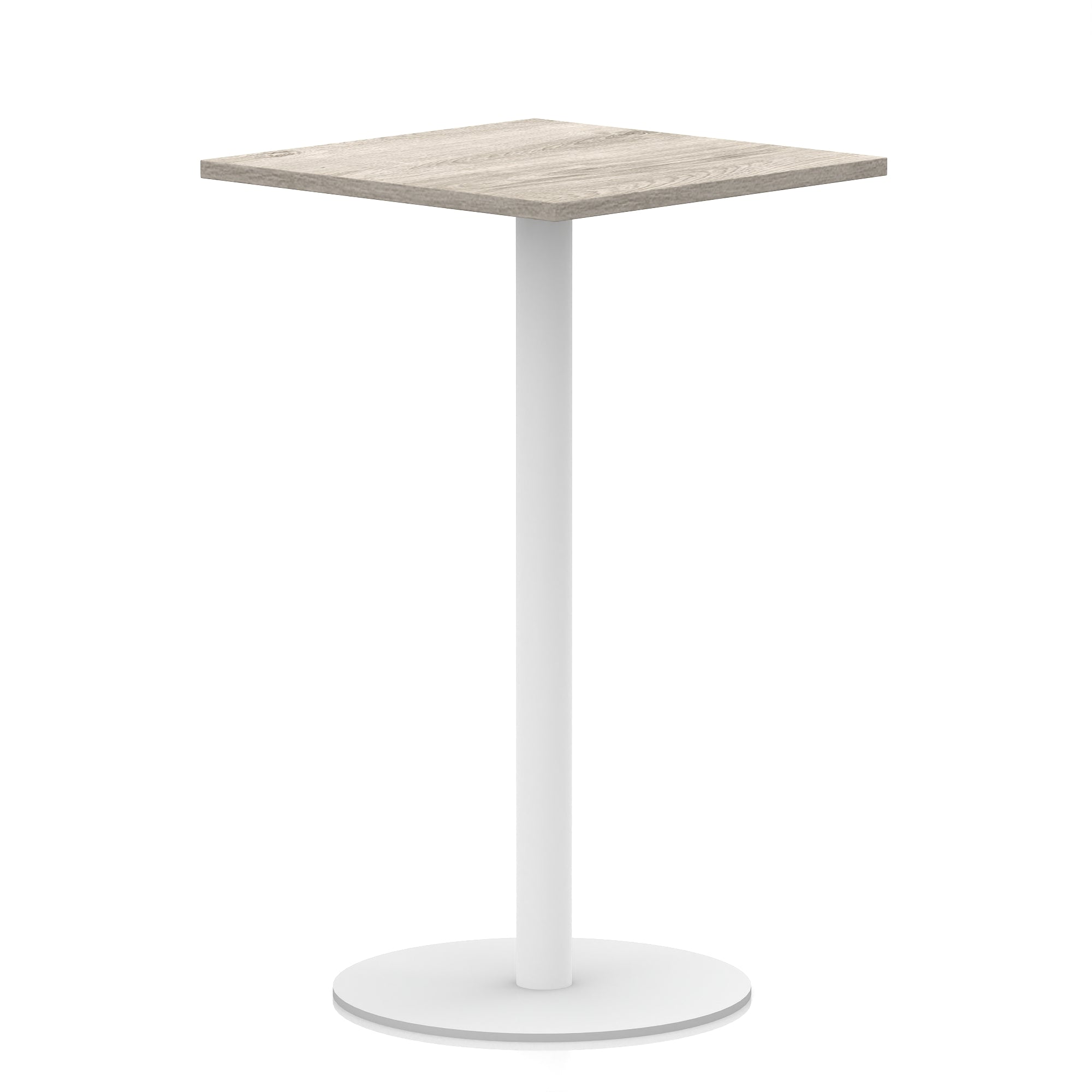 Italia Square Poseur Table with White Legs, Multiple Finishes, Widths 600–1000mm, Standard or Poseur Height, Durable MFC, 10 Year Warranty, Self-Assembly
