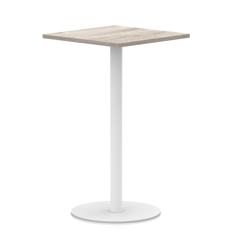 Italia Square Poseur Table with White Legs, Multiple Finishes, Widths 600–1000mm, Standard or Poseur Height, Durable MFC, 10 Year Warranty, Self-Assembly