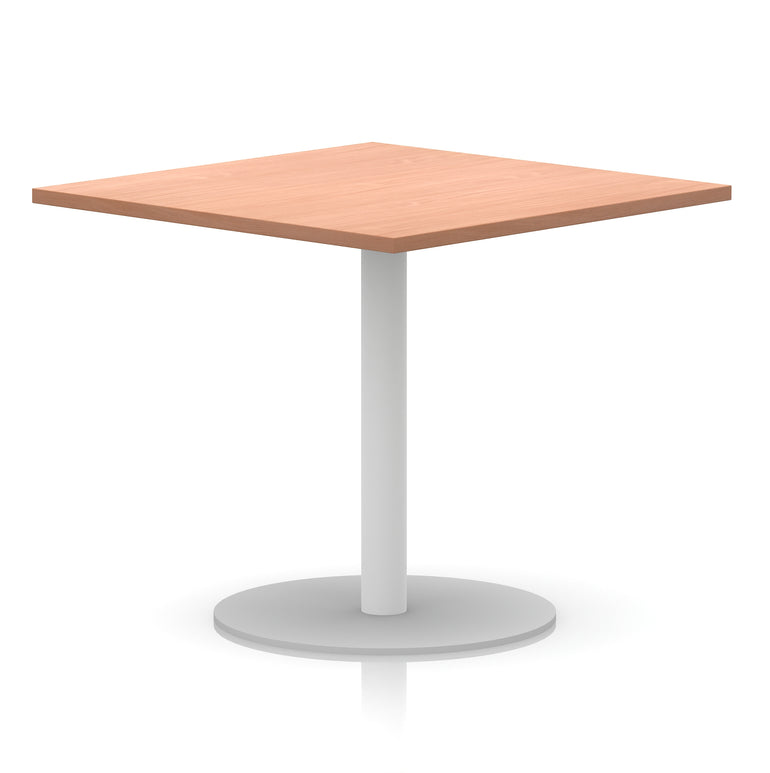 Italia Square Poseur Table with White Legs, Multiple Finishes, Widths 600–1000mm, Standard or Poseur Height, Durable MFC, 10 Year Warranty, Self-Assembly