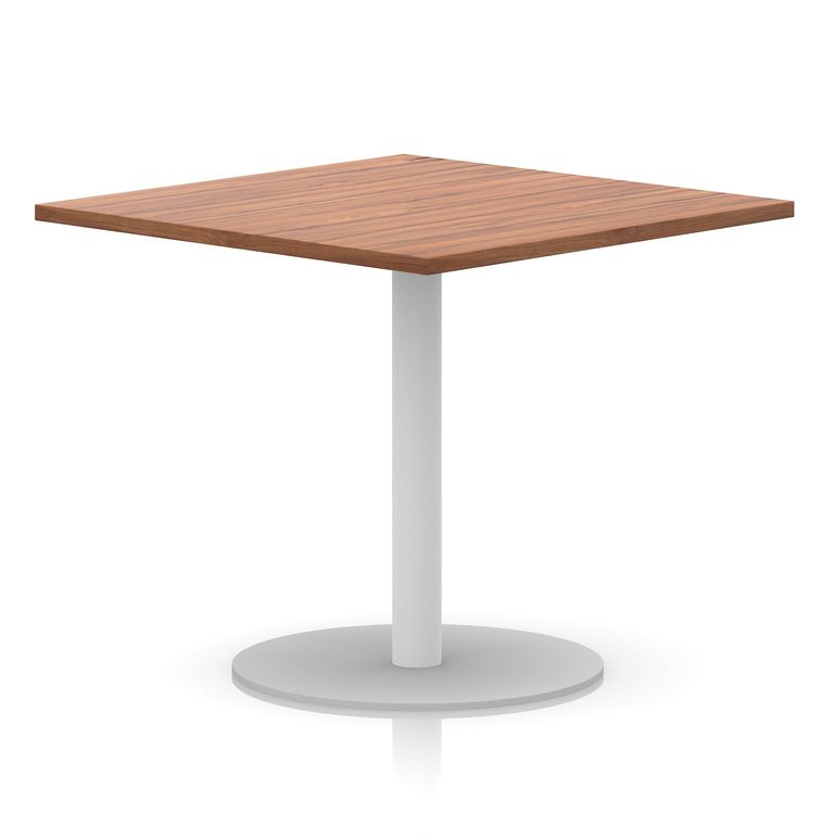 Italia Square Poseur Table with White Legs, Multiple Finishes, Widths 600–1000mm, Standard or Poseur Height, Durable MFC, 10 Year Warranty, Self-Assembly