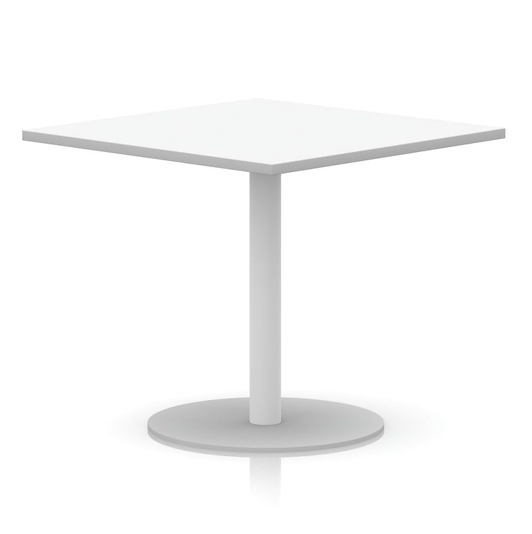 Italia Square Poseur Table with White Legs, Multiple Finishes, Widths 600–1000mm, Standard or Poseur Height, Durable MFC, 10 Year Warranty, Self-Assembly