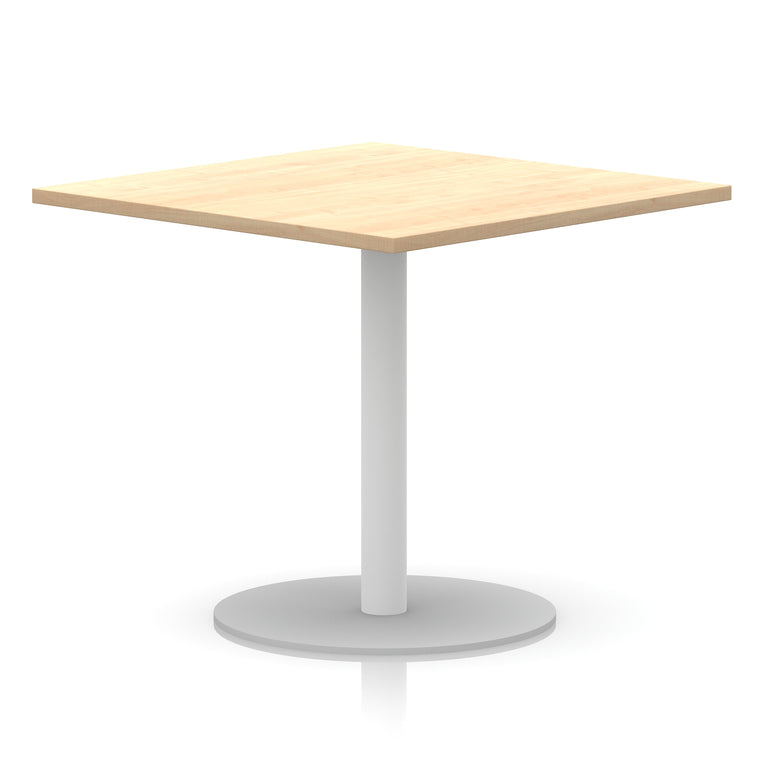 Italia Square Poseur Table with White Legs, Multiple Finishes, Widths 600–1000mm, Standard or Poseur Height, Durable MFC, 10 Year Warranty, Self-Assembly