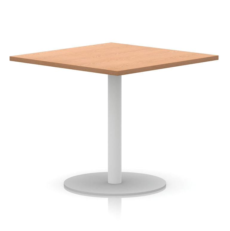 Italia Square Poseur Table with White Legs, Multiple Finishes, Widths 600–1000mm, Standard or Poseur Height, Durable MFC, 10 Year Warranty, Self-Assembly