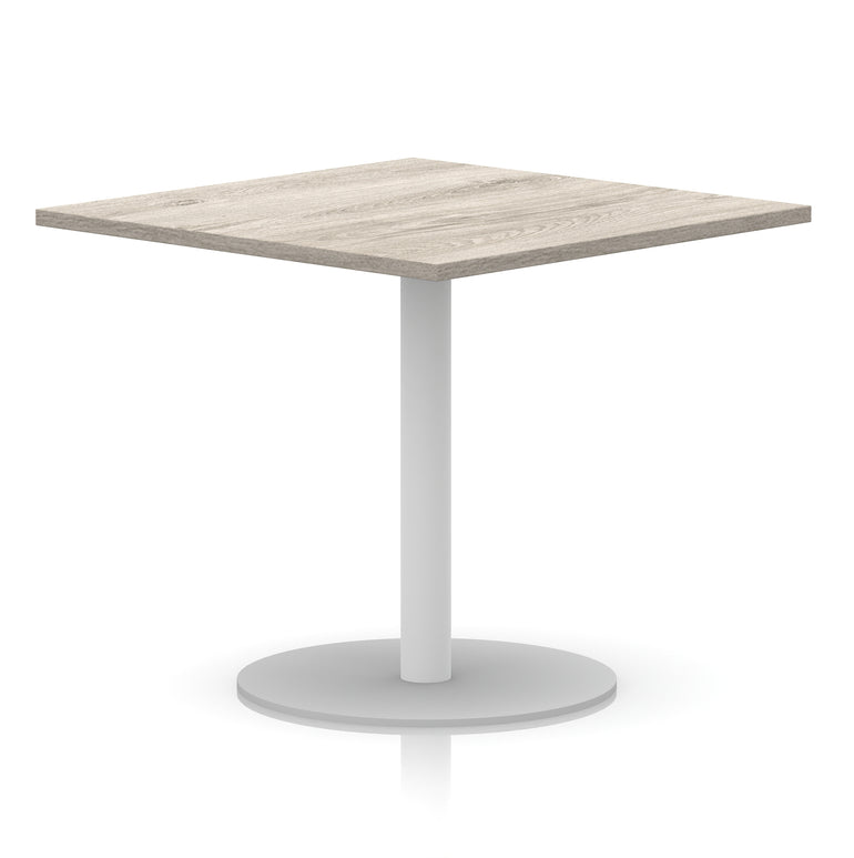 Italia Square Poseur Table with White Legs, Multiple Finishes, Widths 600–1000mm, Standard or Poseur Height, Durable MFC, 10 Year Warranty, Self-Assembly