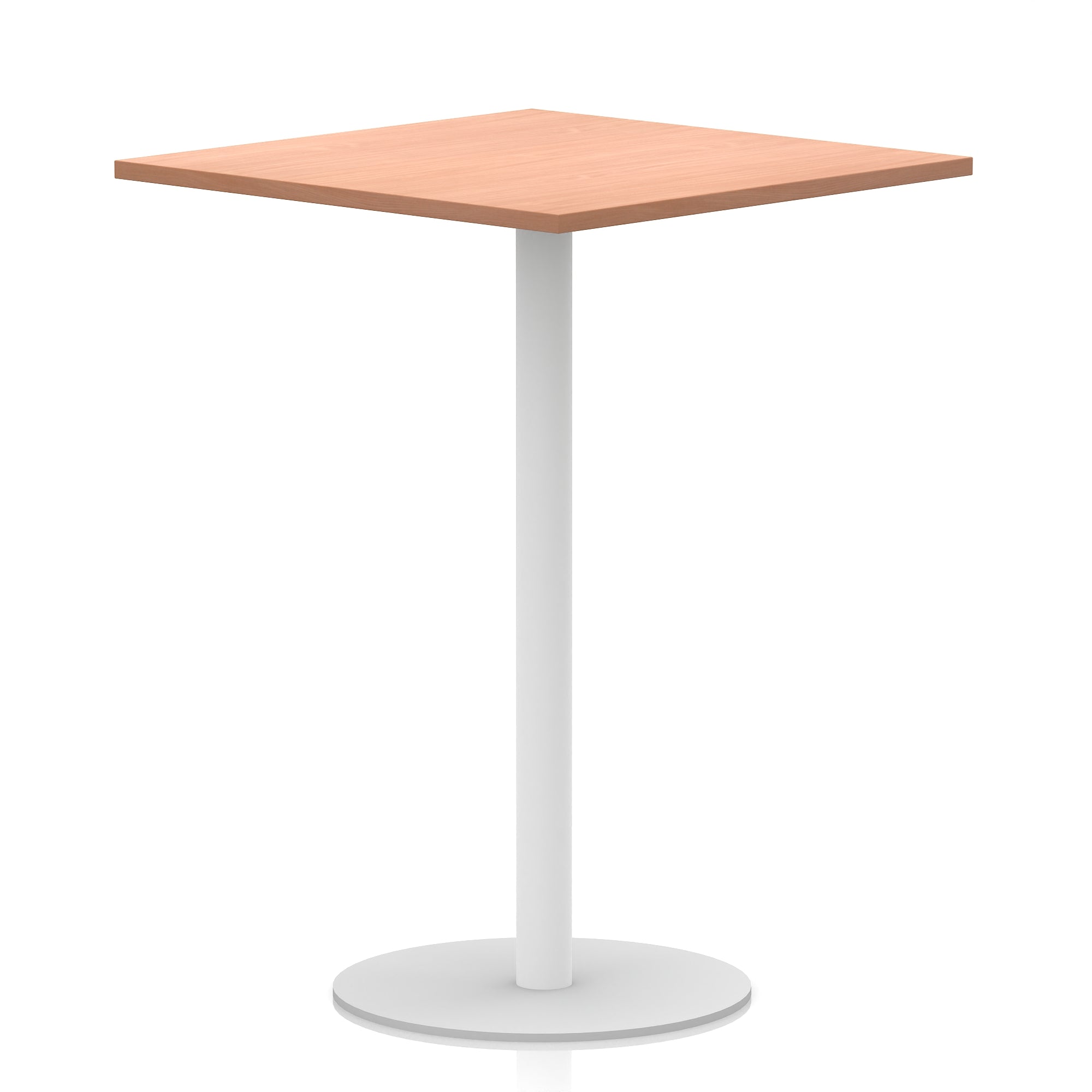 Italia Square Poseur Table with White Legs, Multiple Finishes, Widths 600–1000mm, Standard or Poseur Height, Durable MFC, 10 Year Warranty, Self-Assembly