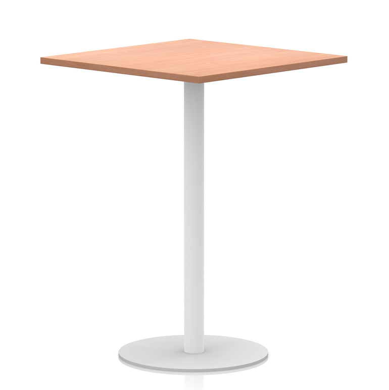 Italia Square Poseur Table with White Legs, Multiple Finishes, Widths 600–1000mm, Standard or Poseur Height, Durable MFC, 10 Year Warranty, Self-Assembly
