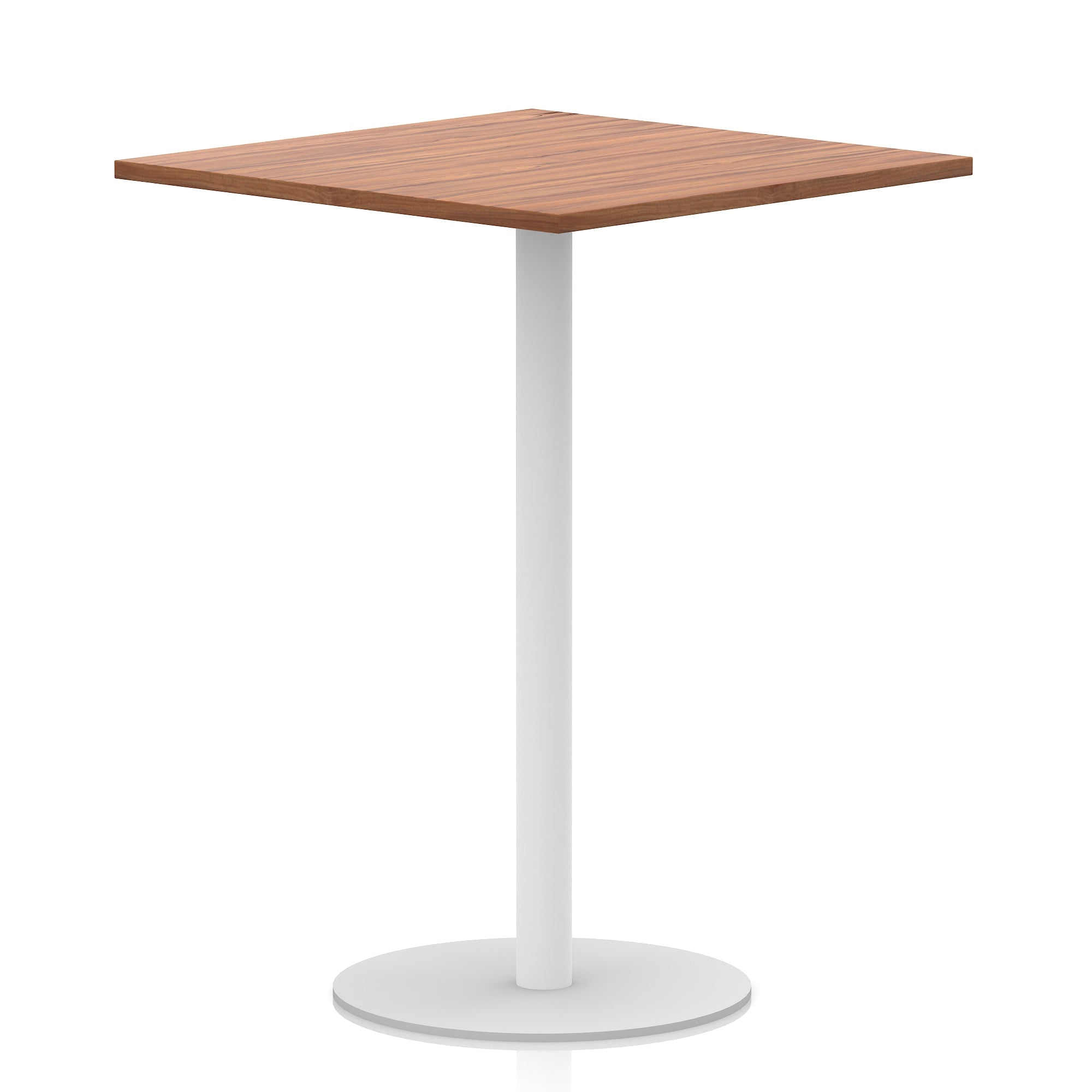 Italia Square Poseur Table with White Legs, Multiple Finishes, Widths 600–1000mm, Standard or Poseur Height, Durable MFC, 10 Year Warranty, Self-Assembly
