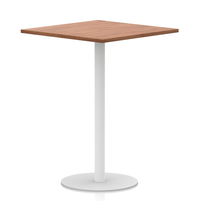 Italia Square Poseur Table with White Legs, Multiple Finishes, Widths 600–1000mm, Standard or Poseur Height, Durable MFC, 10 Year Warranty, Self-Assembly