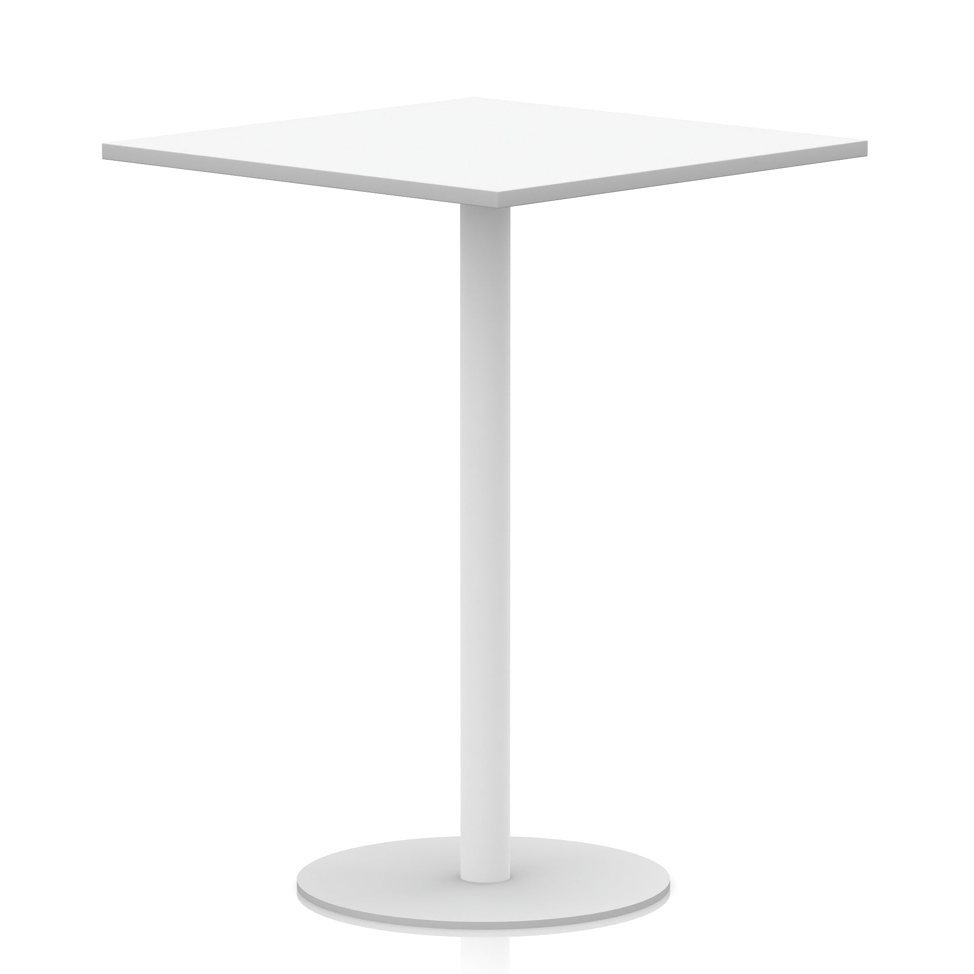 Italia Square Poseur Table with White Legs, Multiple Finishes, Widths 600–1000mm, Standard or Poseur Height, Durable MFC, 10 Year Warranty, Self-Assembly