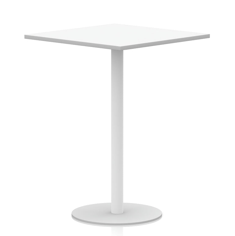 Italia Square Poseur Table with White Legs, Multiple Finishes, Widths 600–1000mm, Standard or Poseur Height, Durable MFC, 10 Year Warranty, Self-Assembly