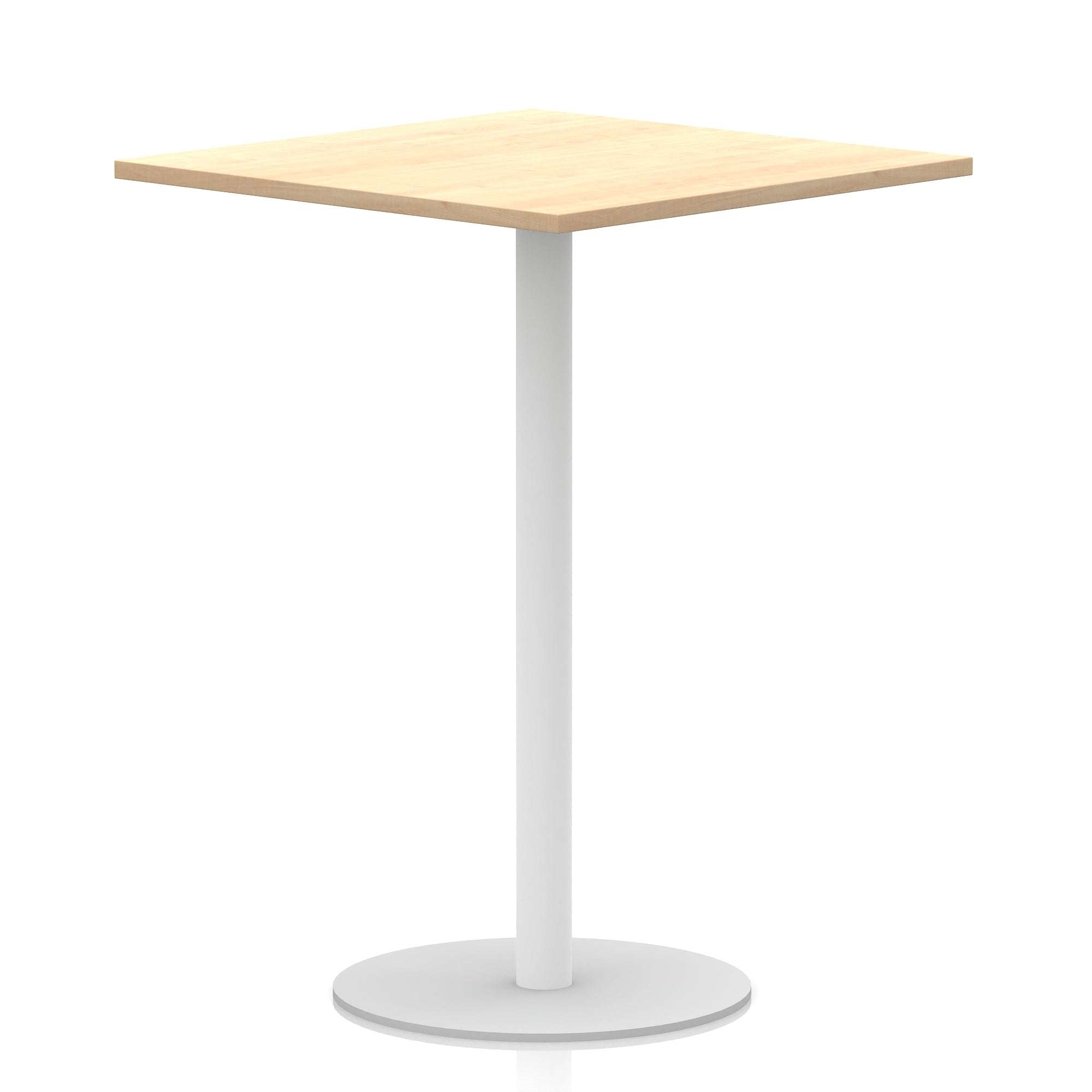 Italia Square Poseur Table with White Legs, Multiple Finishes, Widths 600–1000mm, Standard or Poseur Height, Durable MFC, 10 Year Warranty, Self-Assembly