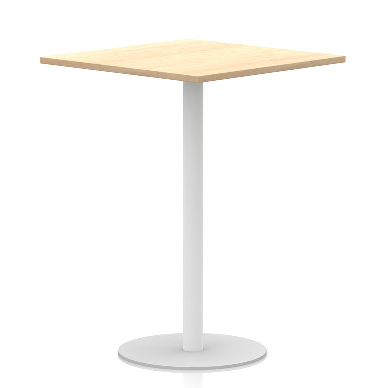Italia Square Poseur Table with White Legs, Multiple Finishes, Widths 600–1000mm, Standard or Poseur Height, Durable MFC, 10 Year Warranty, Self-Assembly