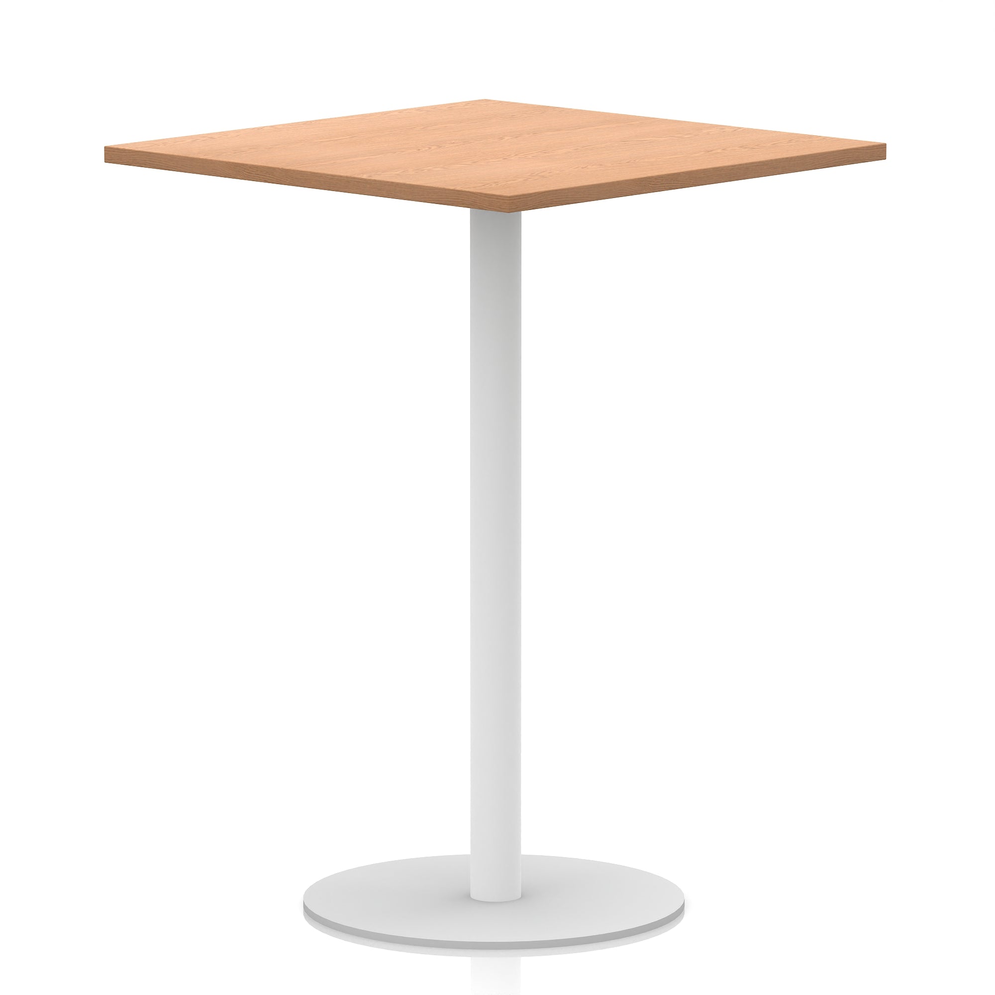 Italia Square Poseur Table with White Legs, Multiple Finishes, Widths 600–1000mm, Standard or Poseur Height, Durable MFC, 10 Year Warranty, Self-Assembly
