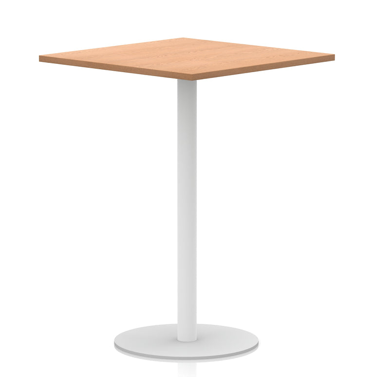 Italia Square Poseur Table with White Legs, Multiple Finishes, Widths 600–1000mm, Standard or Poseur Height, Durable MFC, 10 Year Warranty, Self-Assembly