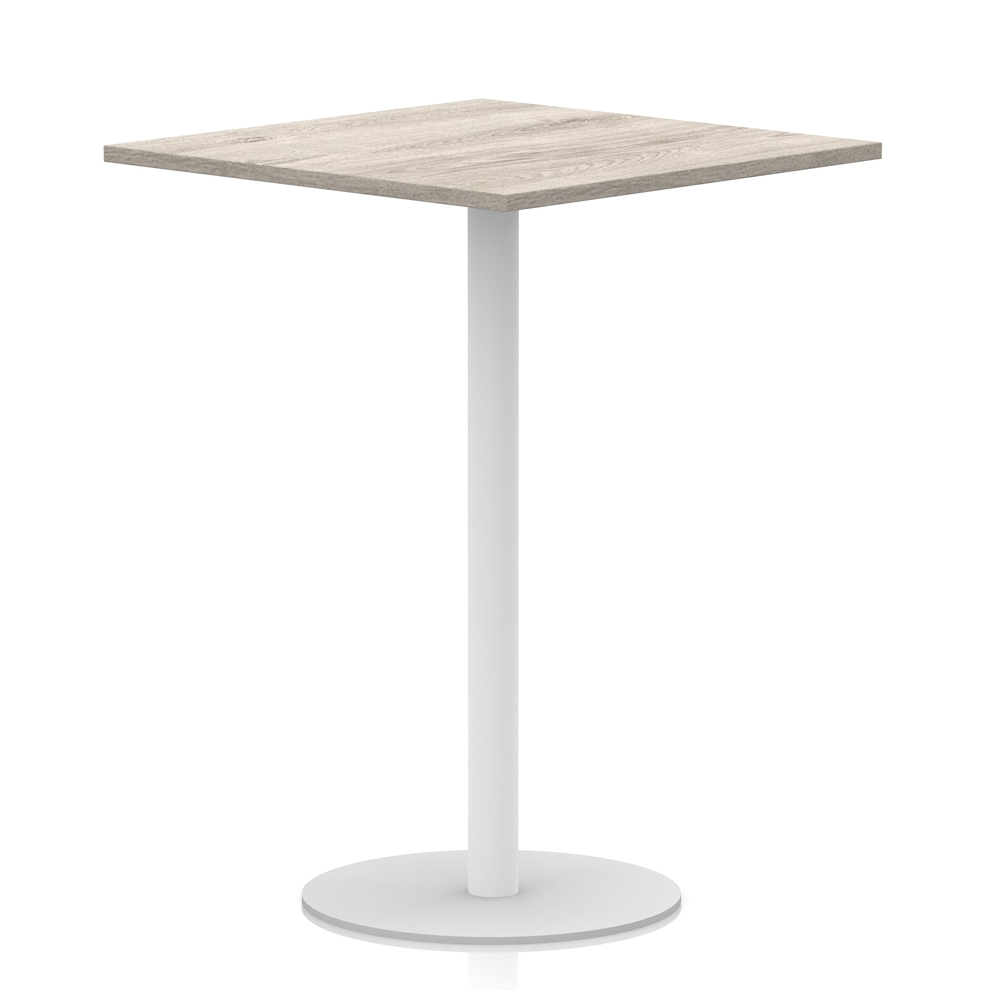 Italia Square Poseur Table with White Legs, Multiple Finishes, Widths 600–1000mm, Standard or Poseur Height, Durable MFC, 10 Year Warranty, Self-Assembly