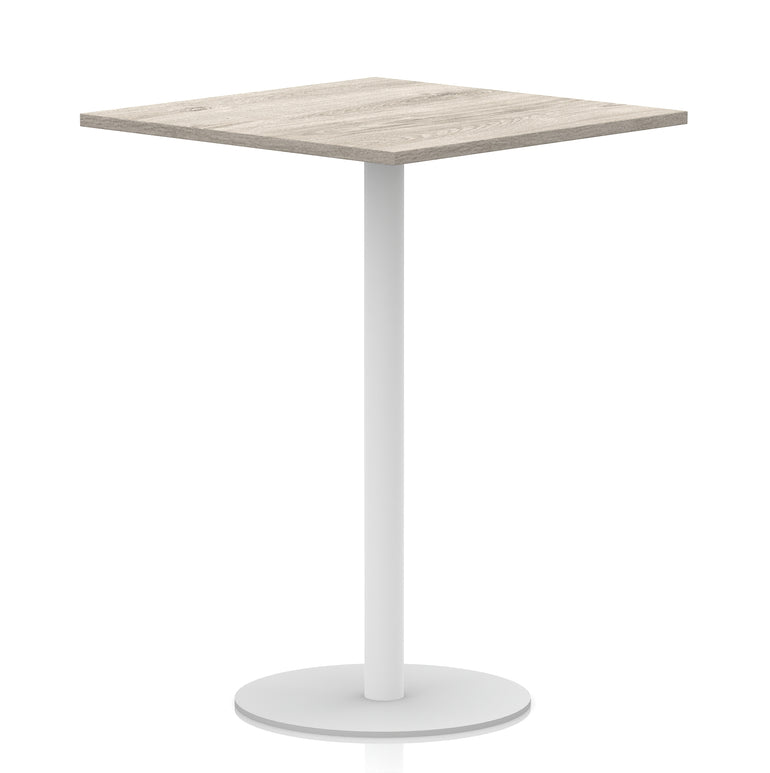 Italia Square Poseur Table with White Legs, Multiple Finishes, Widths 600–1000mm, Standard or Poseur Height, Durable MFC, 10 Year Warranty, Self-Assembly