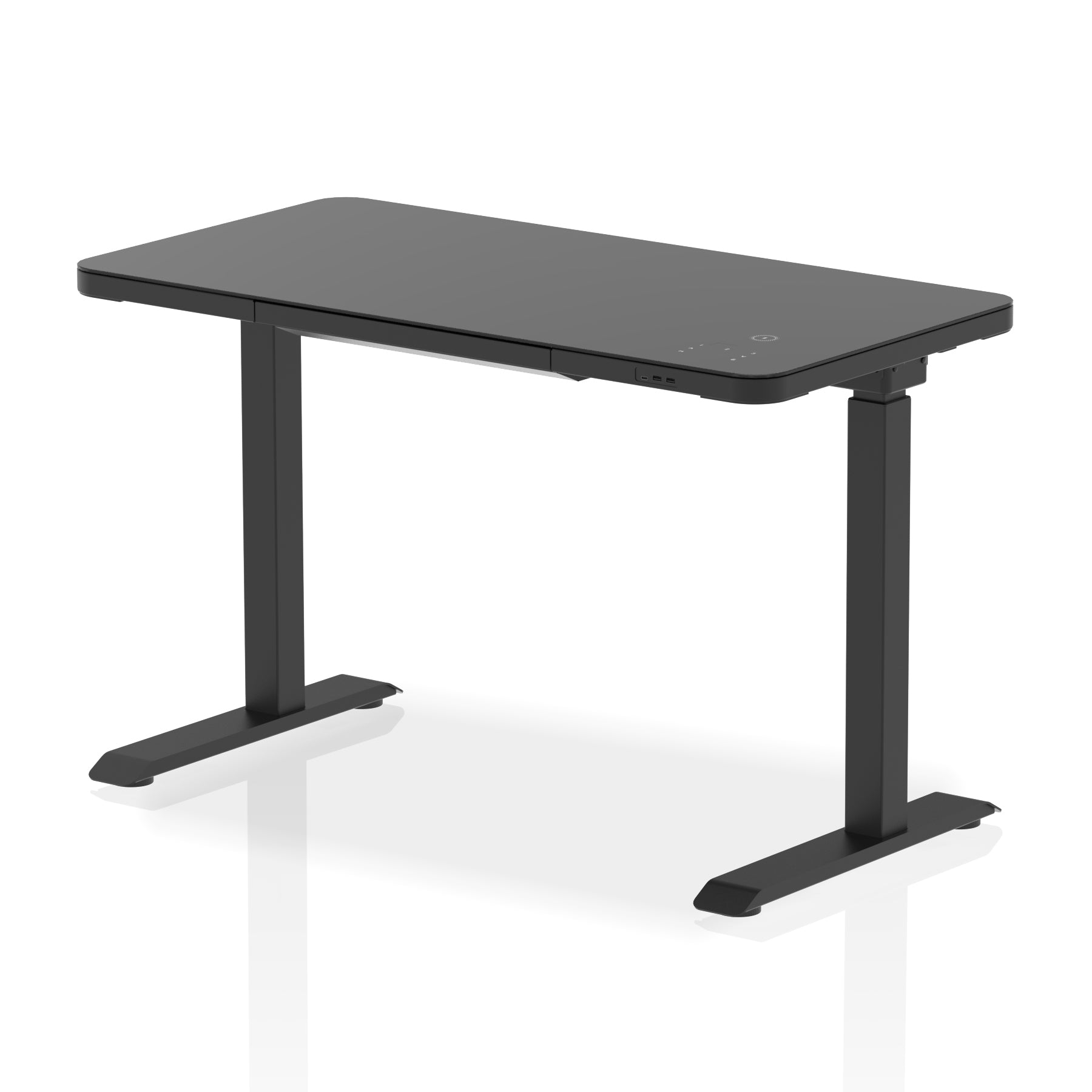 UltraFlex Black Smart Electric Height Adjustable Desk with Black Glass Top with Wireless Charging