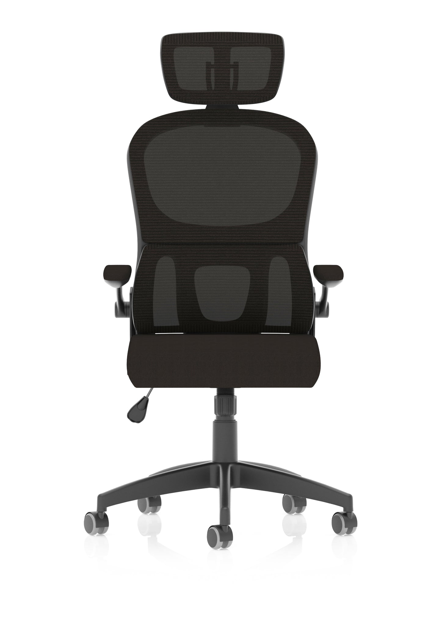 Iris Ergonomic Task Operator Chair, Mesh Back & Fabric Seat with Headrest, Black, Self Assembly, 2 Year Warranty, Office Computer Desk Chair