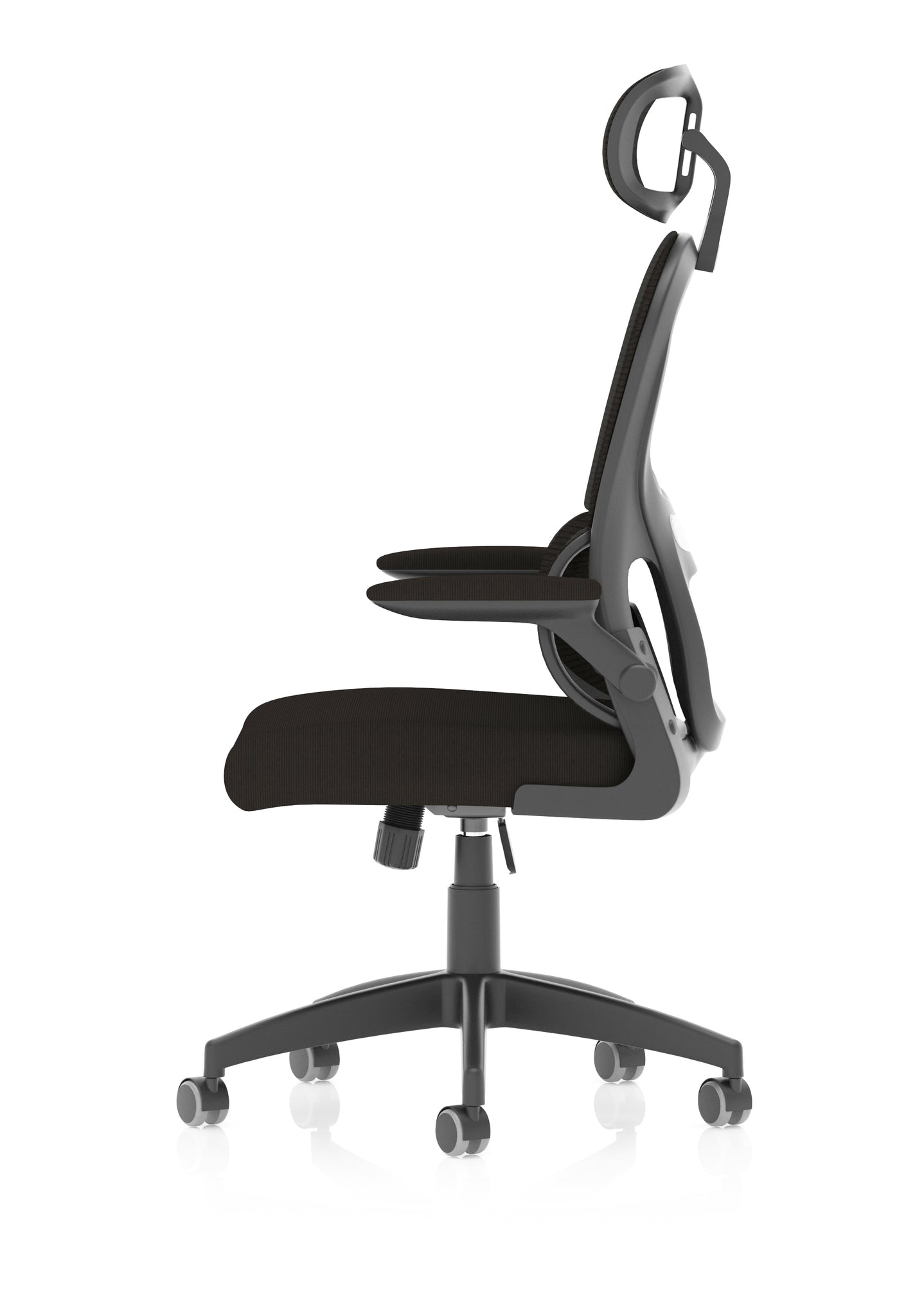 Iris Ergonomic Task Operator Chair, Mesh Back & Fabric Seat with Headrest, Black, Self Assembly, 2 Year Warranty, Office Computer Desk Chair