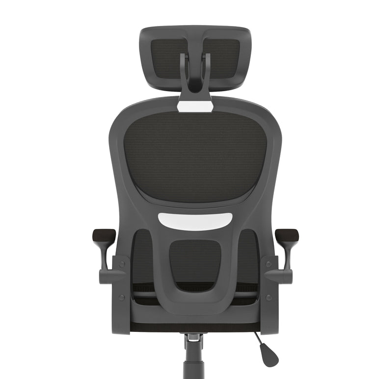 Iris Ergonomic Task Operator Chair, Mesh Back & Fabric Seat with Headrest, Black, Self Assembly, 2 Year Warranty, Office Computer Desk Chair