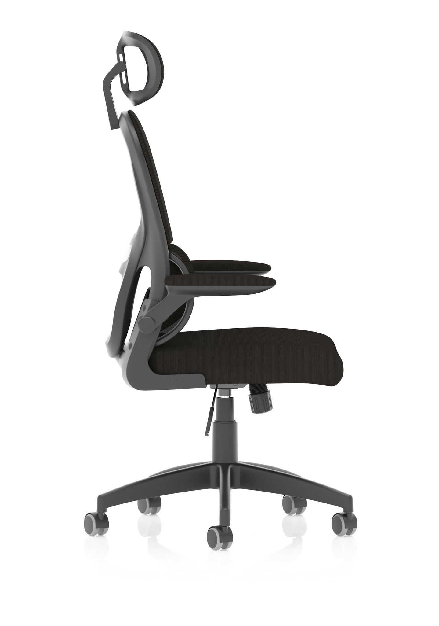 Iris Ergonomic Task Operator Chair, Mesh Back & Fabric Seat with Headrest, Black, Self Assembly, 2 Year Warranty, Office Computer Desk Chair