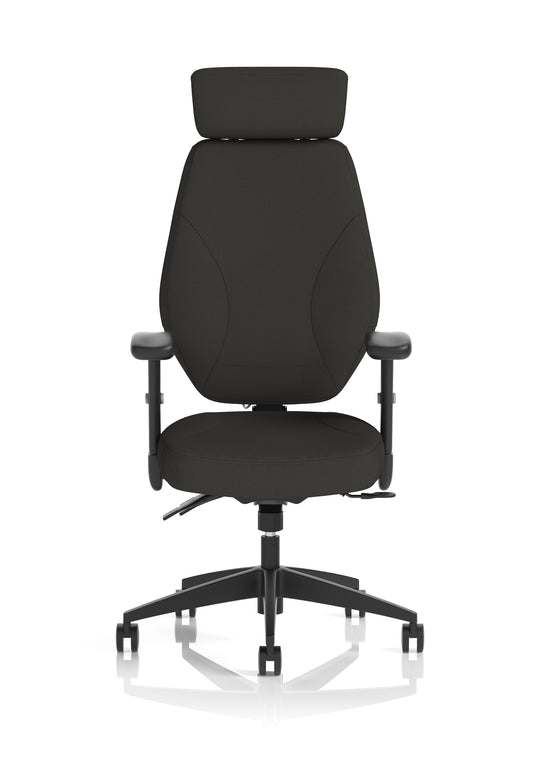 Nexus High Back Ergonomic Office Chair with Adjustable Arms & Headrest, Black Fabric, Self-Assembly, Durable Fabric & Nylon, 2 Year Warranty – Comfortable Task Operator Chair
