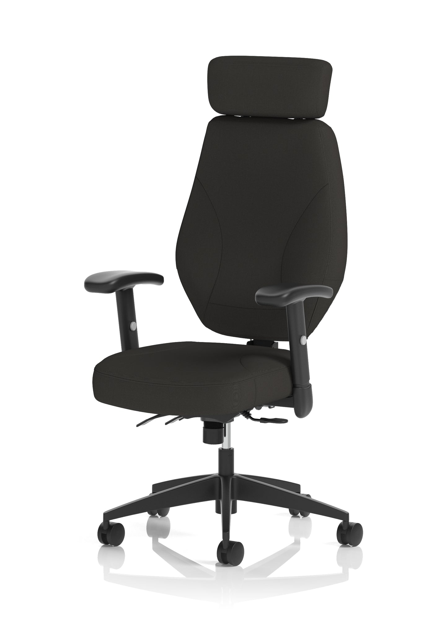 Nexus High Back Ergonomic Office Chair with Adjustable Arms & Headrest, Black Fabric, Self-Assembly, Durable Fabric & Nylon, 2 Year Warranty – Comfortable Task Operator Chair