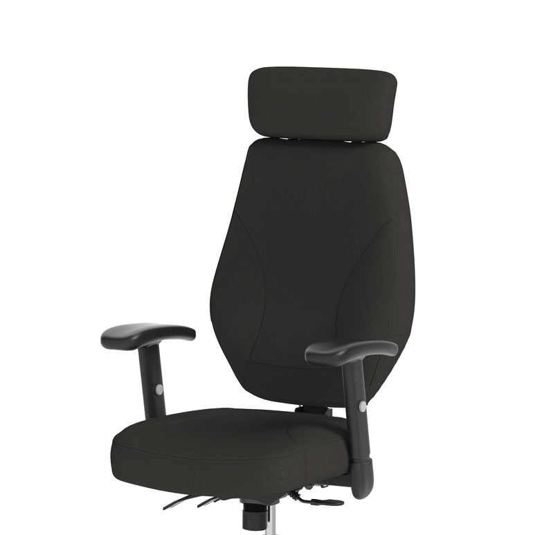 Nexus High Back Ergonomic Office Chair with Adjustable Arms & Headrest, Black Fabric, Self-Assembly, Durable Fabric & Nylon, 2 Year Warranty – Comfortable Task Operator Chair