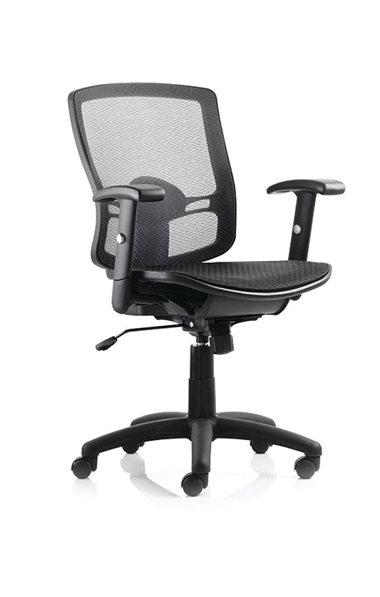 Portland Mesh Task Office Chair, Height Adjustable Arms, Ergonomic Operator Chair with Breathable Mesh, Self-Assembly, 2 Year Warranty, Black Frame