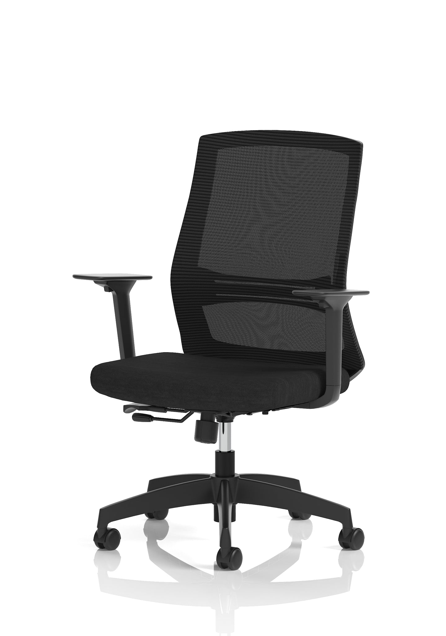 Ventra Mesh Back Office Chair, Black Fabric, Height Adjustable Arms, with or without Headrest, Ergonomic Task Operator Chair, Self-Assembly, 5 Year Warranty