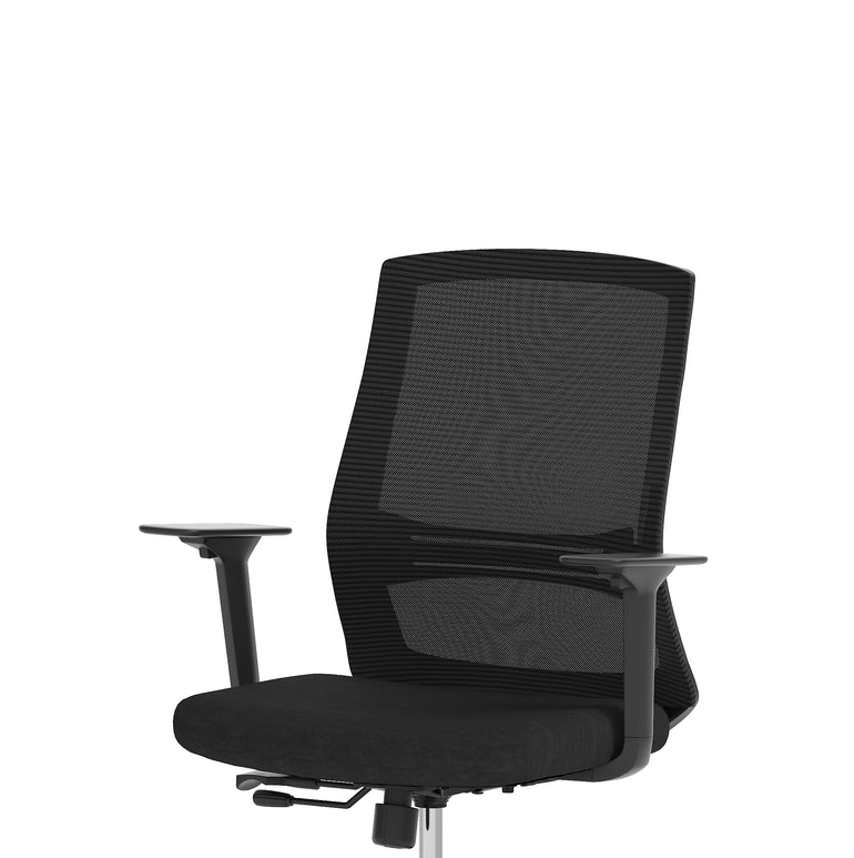 Ventra Mesh Back Office Chair, Black Fabric, Height Adjustable Arms, with or without Headrest, Ergonomic Task Operator Chair, Self-Assembly, 5 Year Warranty