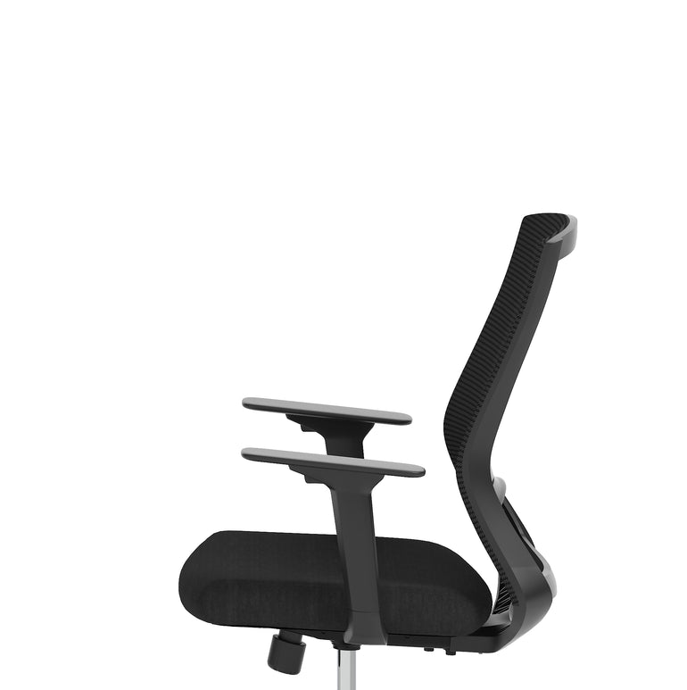 Ventra Mesh Back Office Chair, Black Fabric, Height Adjustable Arms, with or without Headrest, Ergonomic Task Operator Chair, Self-Assembly, 5 Year Warranty