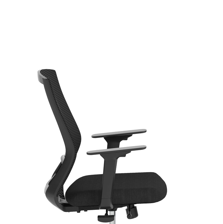 Ventra Mesh Back Office Chair, Black Fabric, Height Adjustable Arms, with or without Headrest, Ergonomic Task Operator Chair, Self-Assembly, 5 Year Warranty