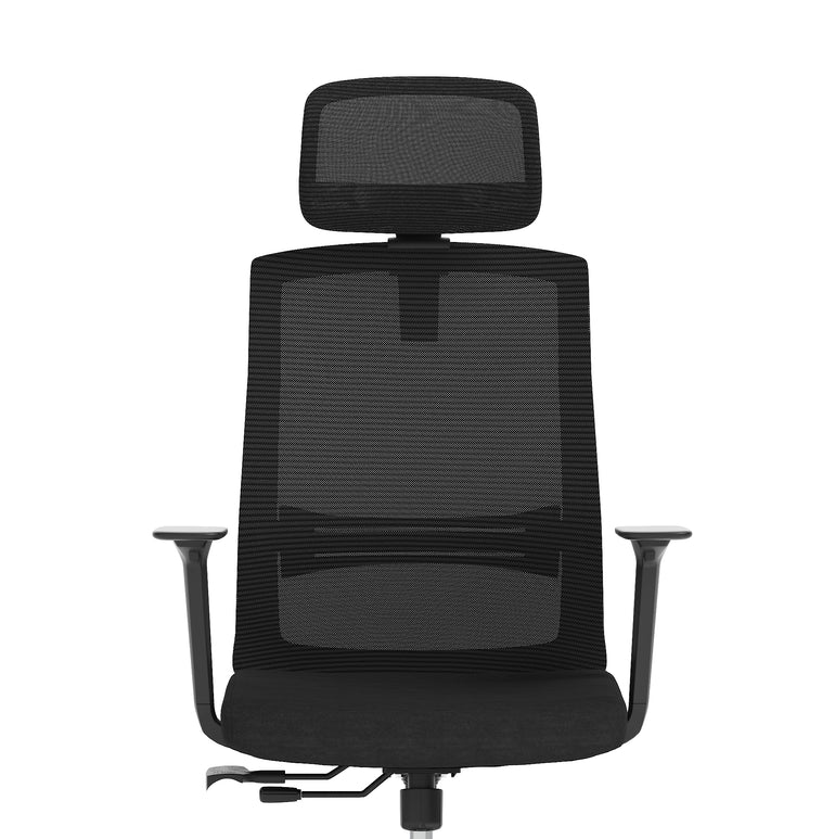 Ventra Mesh Back Office Chair, Black Fabric, Height Adjustable Arms, with or without Headrest, Ergonomic Task Operator Chair, Self-Assembly, 5 Year Warranty