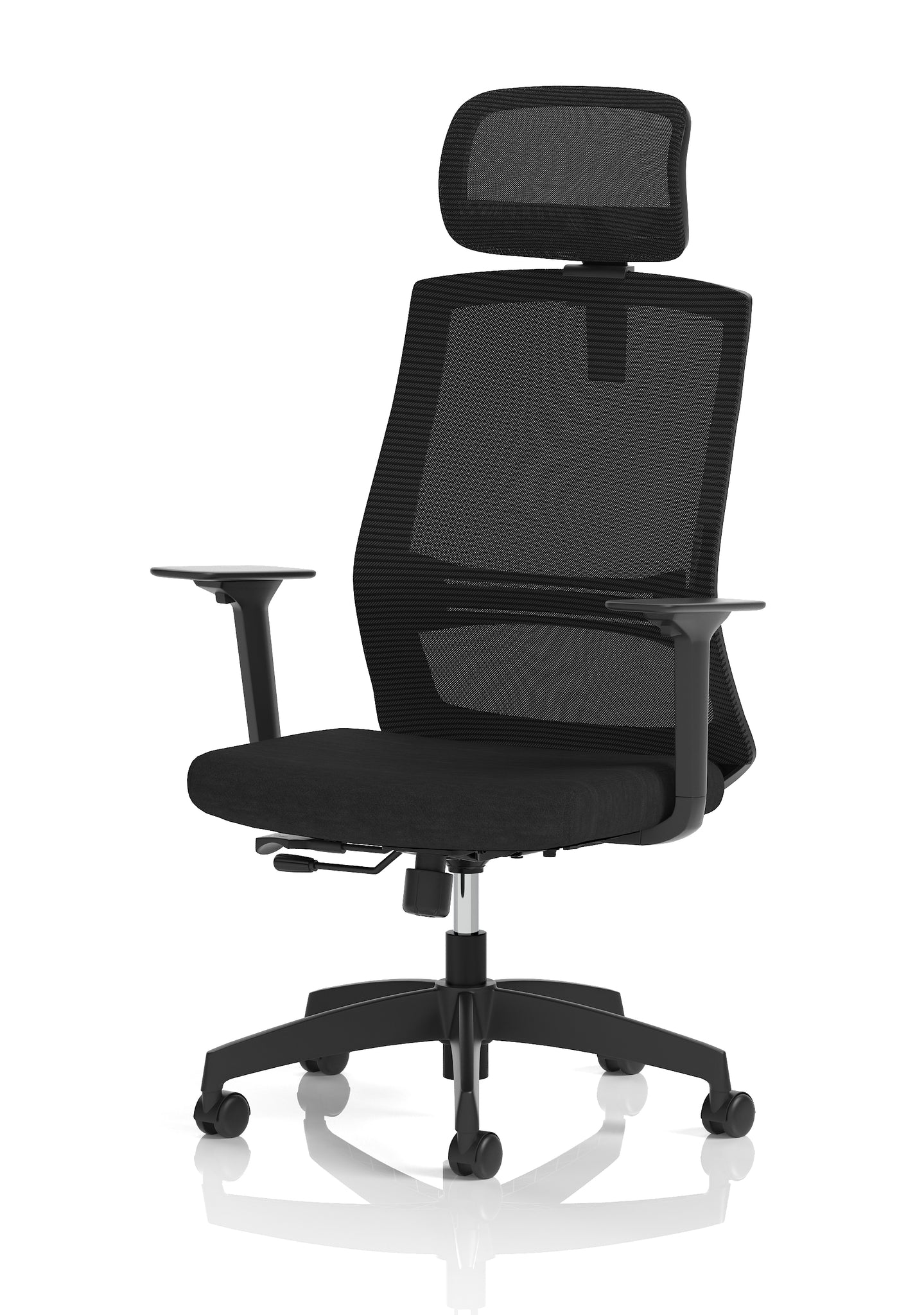 Ventra Mesh Back Office Chair, Black Fabric, Height Adjustable Arms, with or without Headrest, Ergonomic Task Operator Chair, Self-Assembly, 5 Year Warranty
