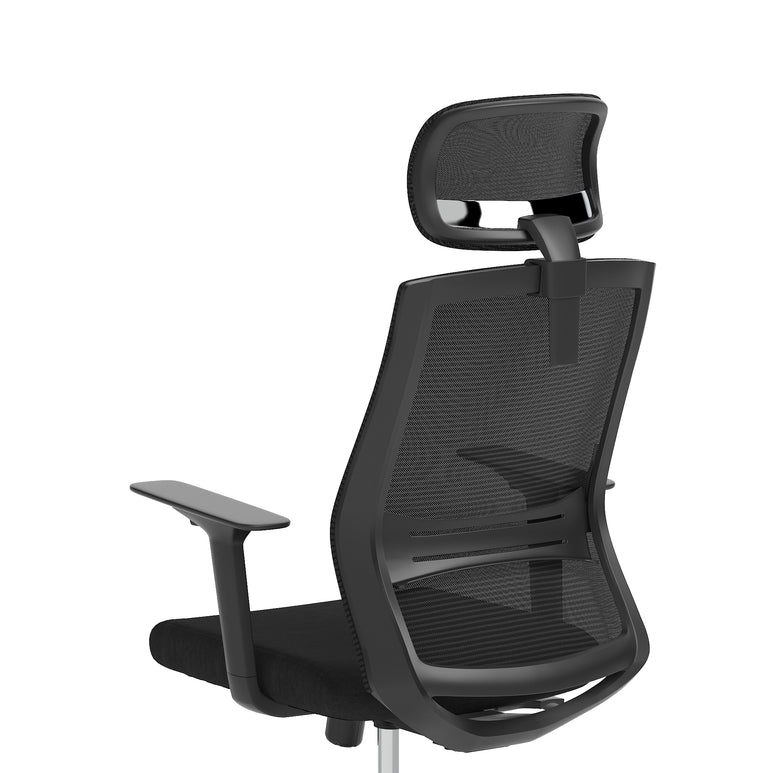 Ventra Mesh Back Office Chair, Black Fabric, Height Adjustable Arms, with or without Headrest, Ergonomic Task Operator Chair, Self-Assembly, 5 Year Warranty