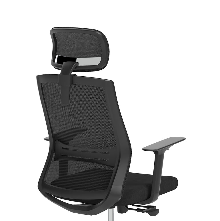 Ventra Mesh Back Office Chair, Black Fabric, Height Adjustable Arms, with or without Headrest, Ergonomic Task Operator Chair, Self-Assembly, 5 Year Warranty