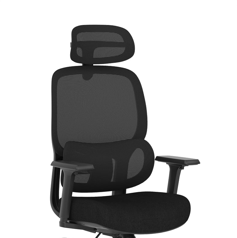 Rowan Mesh Back Office Chair – Black, Ergonomic, Self-Assembly, Durable Fabric & Polypropylene, 5-Year Mechanical Warranty – Modern Home or Office Desk Chair