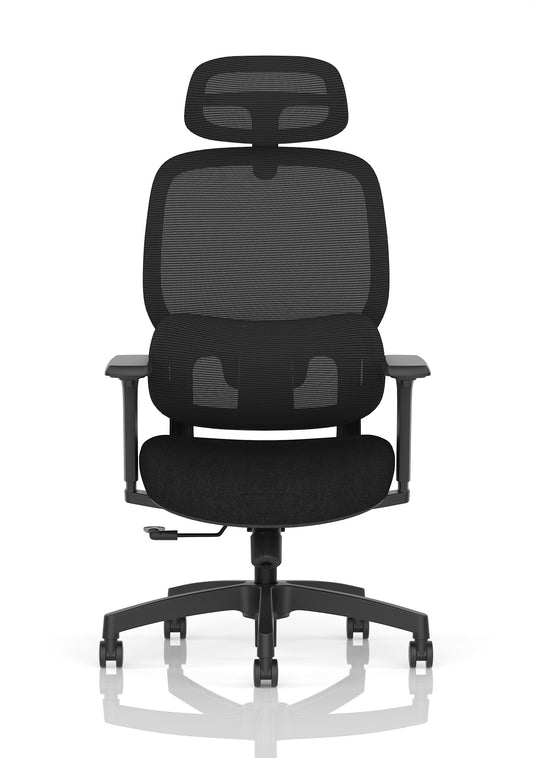 Rowan Mesh Back Office Chair – Black, Ergonomic, Self-Assembly, Durable Fabric & Polypropylene, 5-Year Mechanical Warranty – Modern Home or Office Desk Chair